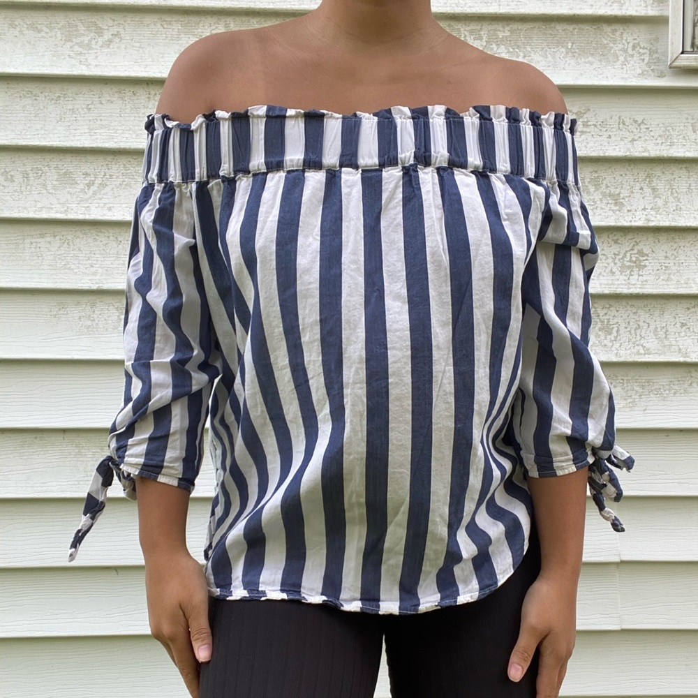 Striped off-the-shoulder top